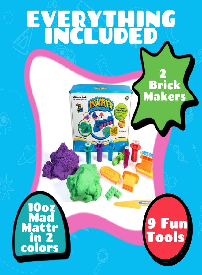 Mad Mattr Ultimate Pack, Fun for Ages 3 and up, 10oz of Mad Mattr, Extruders, Ultimate Brick Makers, a Safe Cutting Tool, Non-Toxic Dough and Never Dries Out - Image 4